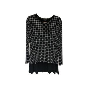 J. Jill Top Tunic Shirt Wearever Collection Sz L Black White Oversized Office